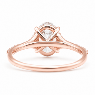 Oval Brilliant Split Pavé Ring – Lab Grown Diamond – 14K/18K Rose Gold – 24 Side Stones