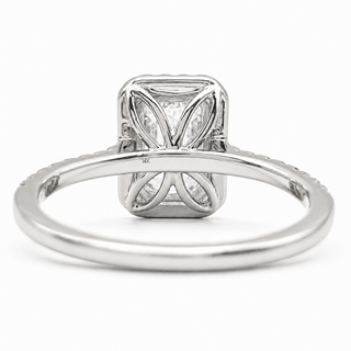 Emerald Cut with Pavé Band and Halo – Lab-Grown Diamond – 14K/18K White Gold – 40 Side Stones