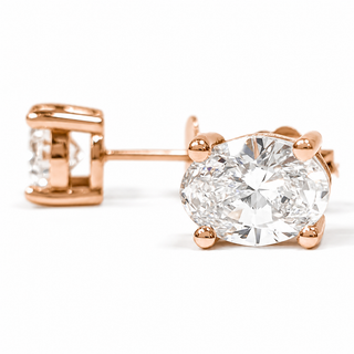 Oval Brilliant Earrings – Lab Grown Diamonds – 14K/18K Rose Gold – Stud Earrings
