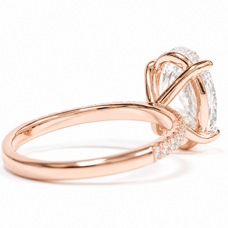 Oval Brilliant Pavé Ring – Lab Grown Diamond – 14K/18K Rose Gold – 18 Side Stones
