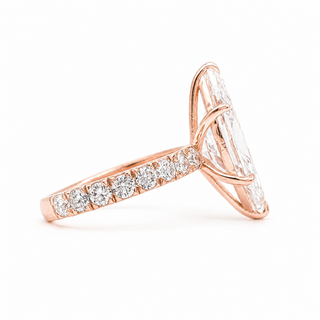 Marquise Brilliant Pavé Ring – Lab Grown Diamond – 14K/18K Yellow Gold – 16 Side Stones