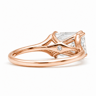 Emerald Cut Split Solitaire Ring – Lab-Grown Diamond – 14K/18K Rose Gold