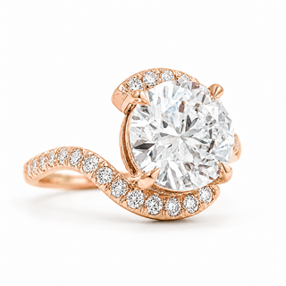 Round Brilliant Spiral Pavé Ring  – Lab Grown Diamond – 14K/18K Gold – 32 Side Stones