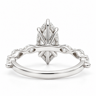 Marquise Brilliant with Marquise Band and Hidden Halo Ring – Lab-Grown Diamond – 14K/18K Gold – 26 Side Stones