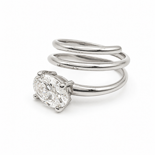 Oval Brilliant Spiral Solitaire Ring – Lab Grown Diamond – 14K/18K White Gold