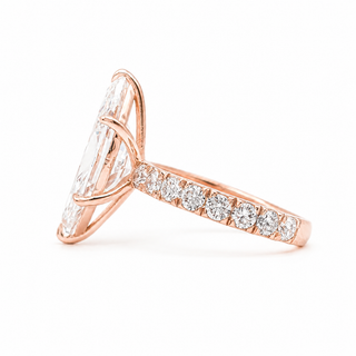Marquise Brilliant Pavé Ring – Lab Grown Diamond – 14K/18K Yellow Gold – 16 Side Stones