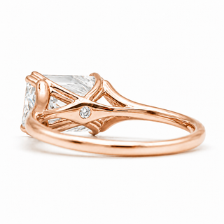 Emerald Cut Split Solitaire Ring – Lab-Grown Diamond – 14K/18K Rose Gold