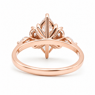 Marquise Brilliant Pavé Ring – Lab Grown Diamond – 14K/18K Yellow Gold – 6 Side Stones