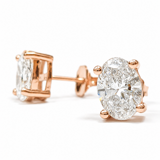 Oval Brilliant Earrings – Lab Grown Diamonds – 14K/18K Rose Gold – Stud Earrings