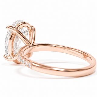 Oval Brilliant Pavé Ring – Lab Grown Diamond – 14K/18K Rose Gold – 18 Side Stones