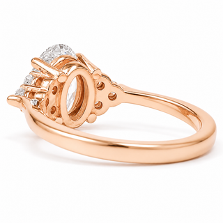 Oval Brilliant Ring – Lab Grown Diamond – 14K/18K Rose Gold – 6 Side Stones