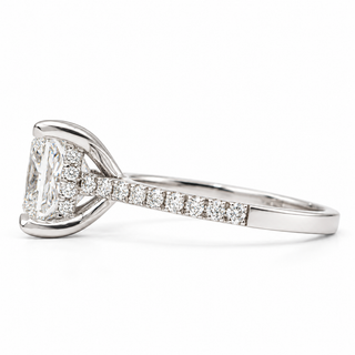 Princess Cut With Hidden Halo And Pavé Setting Ring – Lab Grown Diamond – 14K/18K Gold – 34 Side Stones