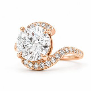 Round Brilliant Spiral Pavé Ring  – Lab Grown Diamond – 14K/18K Gold – 32 Side Stones