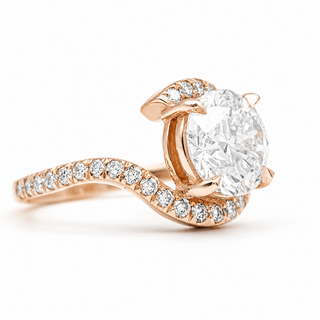Round Brilliant Spiral Pavé Ring  – Lab Grown Diamond – 14K/18K Gold – 32 Side Stones