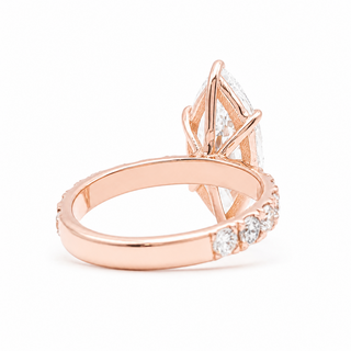 Marquise Brilliant Pavé Ring – Lab Grown Diamond – 14K/18K Yellow Gold – 16 Side Stones