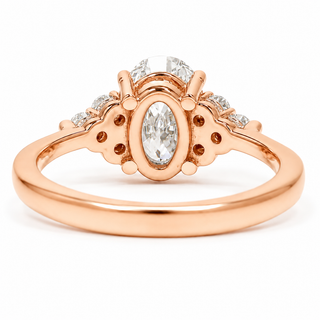 Oval Brilliant Ring – Lab Grown Diamond – 14K/18K Rose Gold – 6 Side Stones