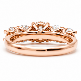 Round Brilliant Degrade Ring – Lab Grown Diamond – 14K/18K Rose Gold – 6 Side Stones