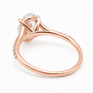 Oval Brilliant Split Pavé Ring – Lab Grown Diamond – 14K/18K Rose Gold – 24 Side Stones