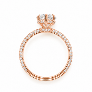 Pear Shape Three Row Pavé Ring with Hidden Halo – Lab Grown Diamond – 14K/18K Rose Gold – 133 Side Stones