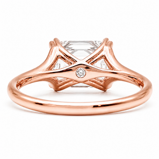 Emerald Cut Split Solitaire Ring – Lab-Grown Diamond – 14K/18K Rose Gold