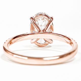 Oval Brilliant Pavé Ring – Lab Grown Diamond – 14K/18K Rose Gold – 18 Side Stones