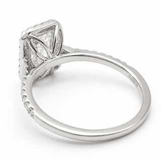 Emerald Cut with Pavé Band and Halo – Lab-Grown Diamond – 14K/18K White Gold – 40 Side Stones