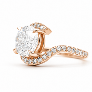 Round Brilliant Spiral Pavé Ring  – Lab Grown Diamond – 14K/18K Gold – 32 Side Stones