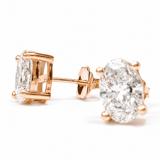 Oval Brilliant Earrings – Lab Grown Diamonds – 14K/18K Rose Gold – Stud Earrings