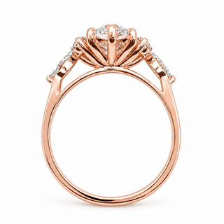 Marquise Brilliant Pavé Ring – Lab Grown Diamond – 14K/18K Yellow Gold – 6 Side Stones