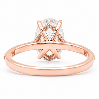 Oval Brilliant Split Pavé Ring – Lab Grown Diamond – 14K/18K Rose Gold – 36 Side Stones