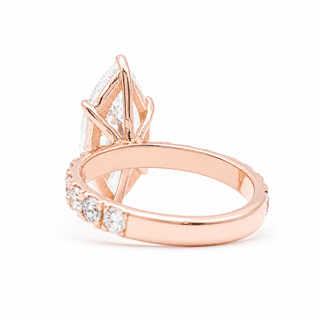 Marquise Brilliant Pavé Ring – Lab Grown Diamond – 14K/18K Yellow Gold – 16 Side Stones