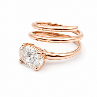 Oval Brilliant Spiral Solitaire Ring – Lab Grown Diamond – 14K/18K Rose Gold
