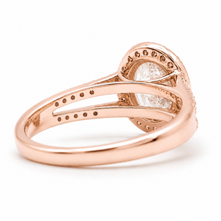 Oval Brilliant Split Pavé with Halo Ring  – Lab Grown Diamond – 14K/18K Rose Gold – 54 Side Stones