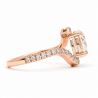 Round Brilliant Spiral Pavé Ring  – Lab Grown Diamond – 14K/18K Gold – 32 Side Stones