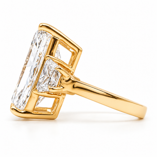 Emerald Cut 10.89 Carat Lab-Grown Diamonds Ring | IGI Certified | 8.64 Gram 18K Yellow Gold