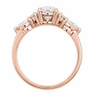 Oval Brilliant with Marquise Band – Lab-Grown Diamond – 14K/18K Rose Gold – 6 Side Stones