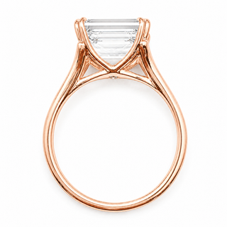 Emerald Cut Split Solitaire Ring – Lab-Grown Diamond – 14K/18K Rose Gold