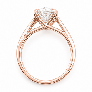 Oval Brilliant Split Band Solitaire Ring – Lab Grown Diamond – 14K/18K Rose Gold - 1 Side Stone