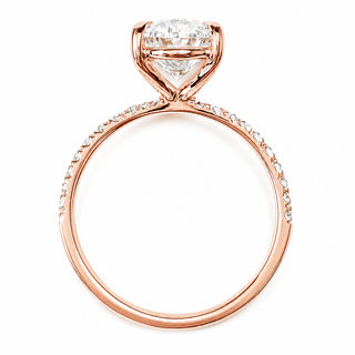 Oval Brilliant Pavé Ring – Lab Grown Diamond – 14K/18K Rose Gold – 18 Side Stones