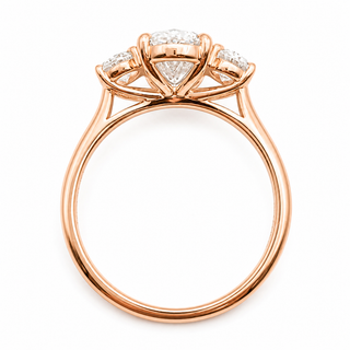 Oval Brilliant 3 Stone Ring – Lab Grown Diamond – 14K/18K Gold – 2 Side Stones
