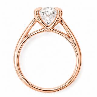 Oval Brilliant Split Band Solitaire Ring – Lab Grown Diamond – 14K/18K Rose Gold - 1 Side Stone Split Band