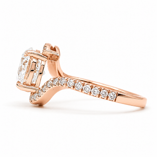 Round Brilliant Spiral Pavé Ring  – Lab Grown Diamond – 14K/18K Gold – 32 Side Stones