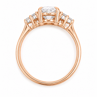 Oval Brilliant Ring – Lab Grown Diamond – 14K/18K Rose Gold – 6 Side Stones
