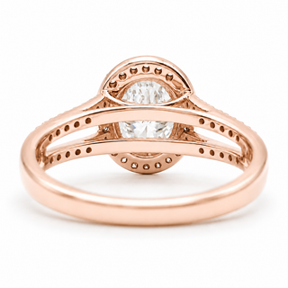 Oval Brilliant Split Pavé with Halo Ring  – Lab Grown Diamond – 14K/18K Rose Gold – 54 Side Stones
