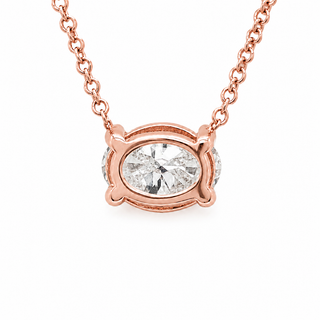 Oval Brilliant – Lab Grown Diamond – 14K/18K Rose Gold – Solitaire Necklace