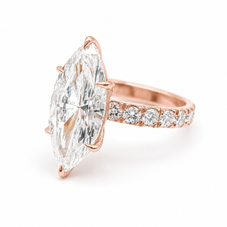 Marquise Brilliant Pavé Ring – Lab Grown Diamond – 14K/18K Yellow Gold – 16 Side Stones