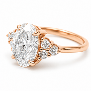 Oval Brilliant Ring – Lab Grown Diamond – 14K/18K Rose Gold – 6 Side Stones