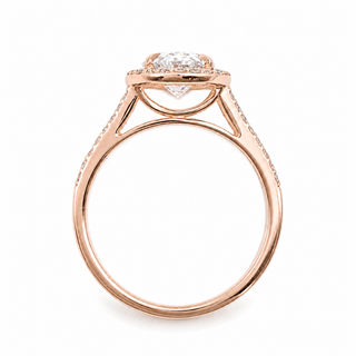 Oval Brilliant Split Pavé with Halo Ring  – Lab Grown Diamond – 14K/18K Rose Gold – 54 Side Stones