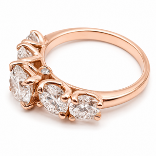 Round Brilliant Degrade Ring – Lab Grown Diamond – 14K/18K Rose Gold – 6 Side Stones