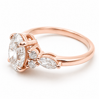 Oval Brilliant with Marquise Band – Lab-Grown Diamond – 14K/18K Rose Gold – 6 Side Stones